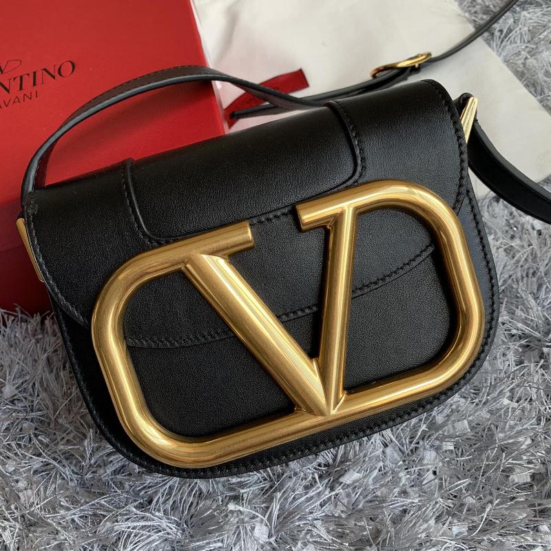 Valentino Shoulder Tote Bags VA0109 Plain Gold Button Black